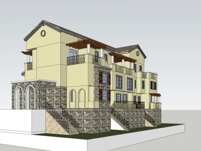 Sketchup Villa Model | Stacked Villa, Modern Style