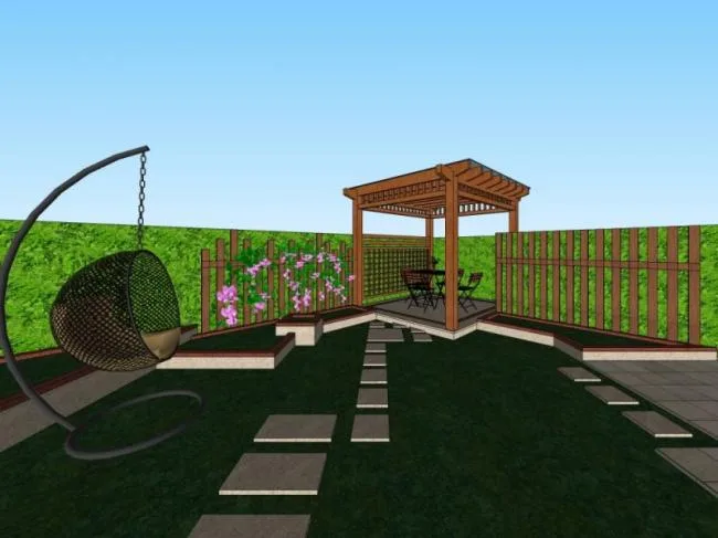 Sketchup Landscape Model | Villa Courtyard Landscape, Modern Style
