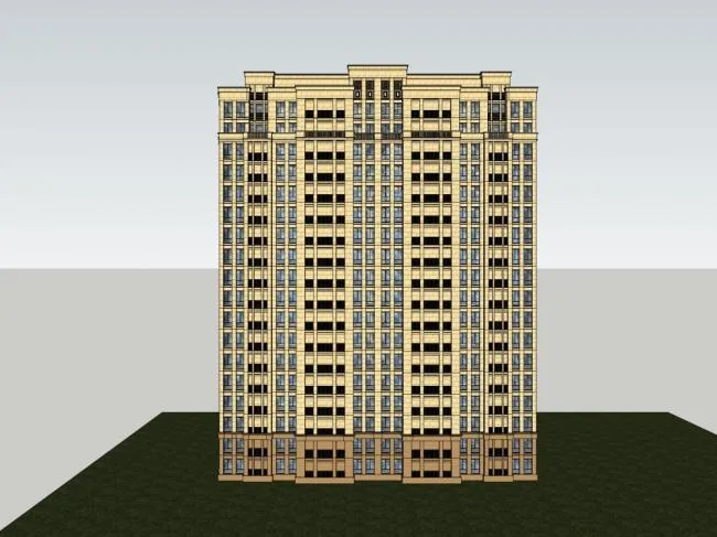 Sketchup Residential Model | High rise Elderly Residence, Apartment, Classical Style, 18 Floors