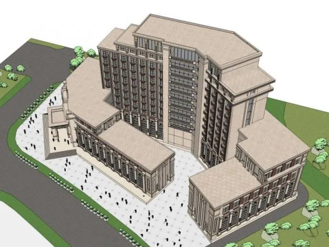 Sketchup Business Model | High rise Guild Hall, Modern Style