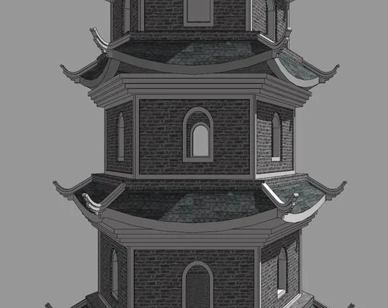 Sketchup Ancient Architecture Model | Multi story Ancient Pagoda, Seven story Landscape Pagoda, Chinese Style, Ancient Architecture
