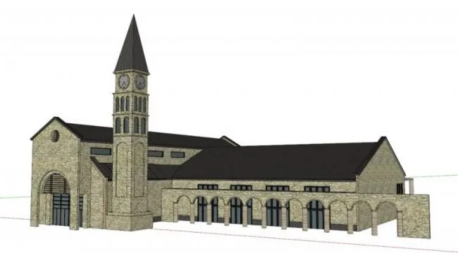 Sketchup Cultural Model | Multi story Church, Country Club, Cultural Architecture, Classical Style