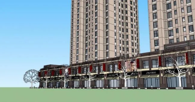 Sketchup Residential Model | High rise residential buildings, neighborhoods, commercial podiums, ground floor commercial buildings, residential buildings, classical style