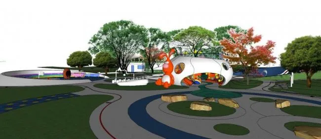 Sketchup Landscape Model | Children's Playground, Modern Style, Park Landscape