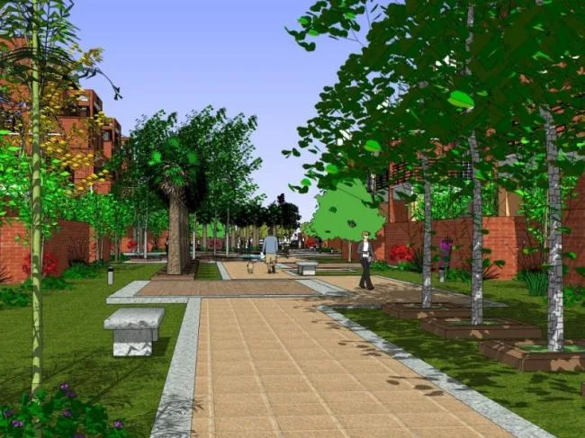 Sketchup Landscape Model | Villa Courtyard, Courtyard Landscape, Residential Landscape, European Style, Classical Style