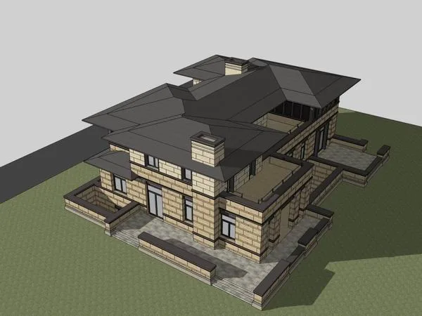 Sketchup Villa Model | Single Family Villa, Classical Style