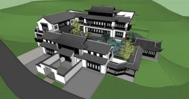 Sketchup Business Model | Multi story Club, Chinese Style