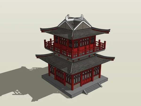SketchUp Model of Ancient Chinese Architecture | Multi-Story Attic Design