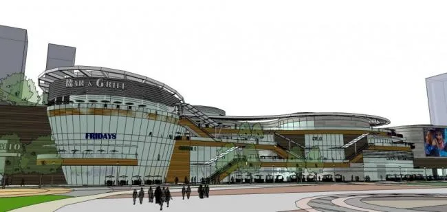 Sketchup Business Model | Large shopping mall, multi story commercial building, modern style