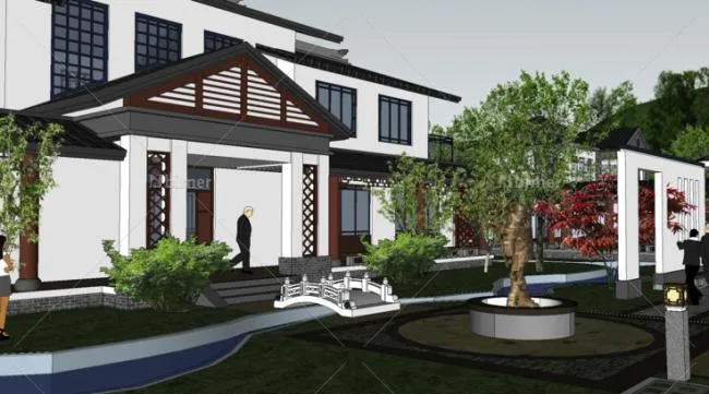 Sketchup Business Model | Multi story Club Health Park, Modern Chinese Style