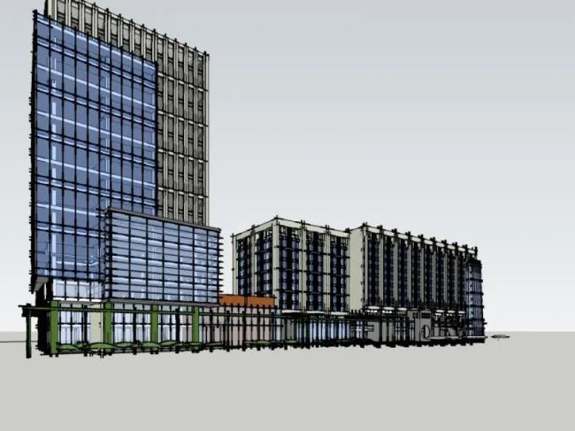 Sketchup Residential Model | High rise residential, ground floor commercial, modern style