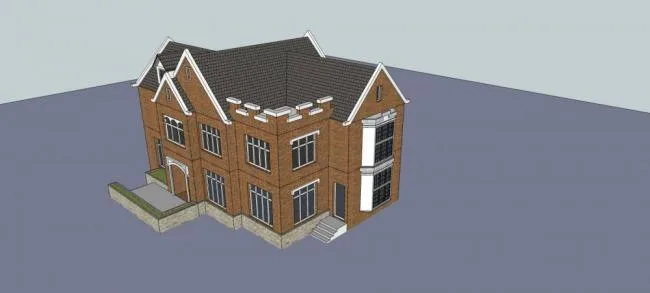 Sketchup Villa Model | Solo Villa, Multi story, Residential Building, English Style, Sloping Roof