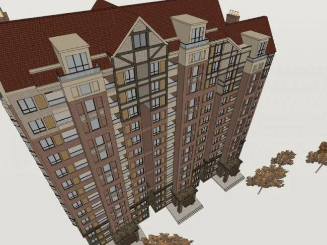 Sketchup Residential Model | High rise Residential Buildings, Classical Style
