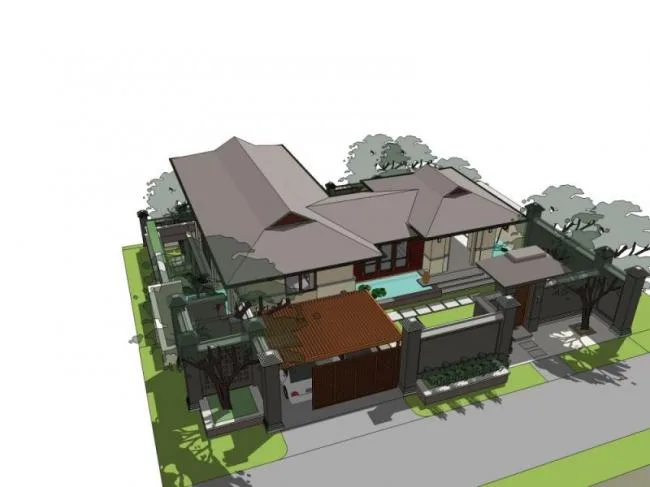 Sketchup Villa Model | Solo Villa, Modern Style