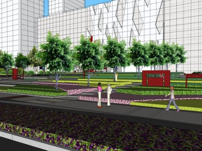 Sketchup Landscape Model | Commercial Landscape, Modern Style