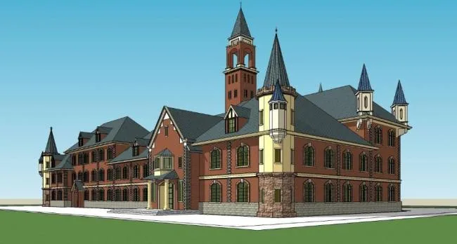 Multi-Story Kindergarten Design | European Classical Style Educational Architecture in SketchUp