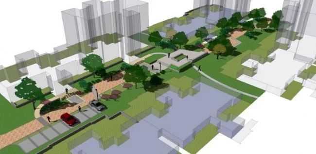 Sketchup Landscape Model | Community Square Landscape, Modern Style