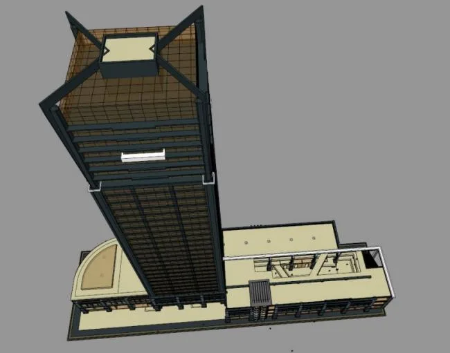 Sketchup Office Model | High rise office building, ground floor commercial, modern style