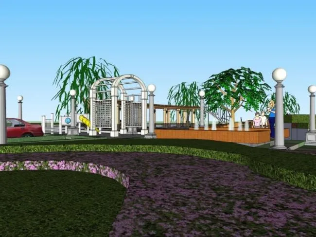 Sketchup Landscape Model | Community Landscape, Residential Landscape, Modern Style