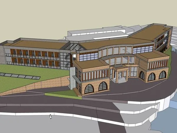 Sketchup Hotel Model | Multi story Mountain Inn, Classical Style