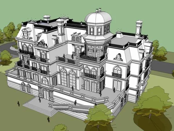 Sketchup Office Model | Multi story Experimental Center, Office Building, Western European Classical Style