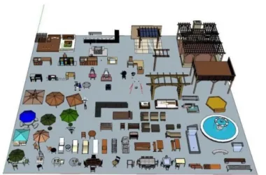 SketchUp Materials for Community Layouts: Solar Umbrellas, Flower Shelters, Pools, Benches, Chairs, and More-BIM WORLD