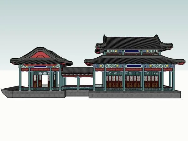 Sketchup Ancient Architecture Model | Multi story painted boat, Chinese style, ancient architecture