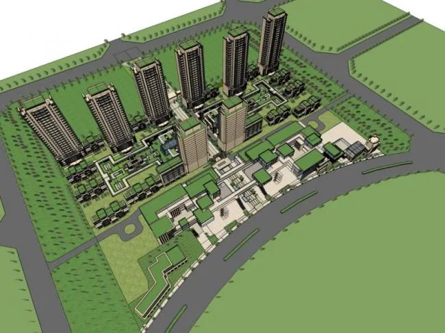 Sketchup Residential Model | High rise Residential Complex, Classical Style