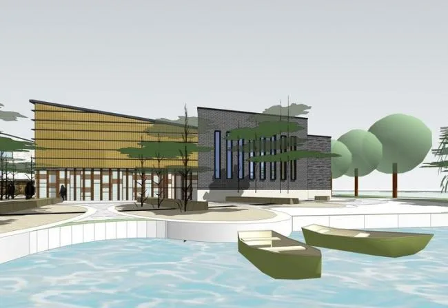 Sketchup Business Model | Multi story Commercial Street, Waterfront, Modern Style