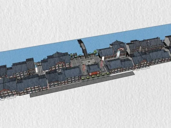 Sketchup Business Model | Multi story Commercial Street, Modern Chinese Style