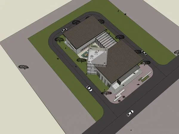 Sketchup Business Model | Multi story Commercial Club, Modern Style