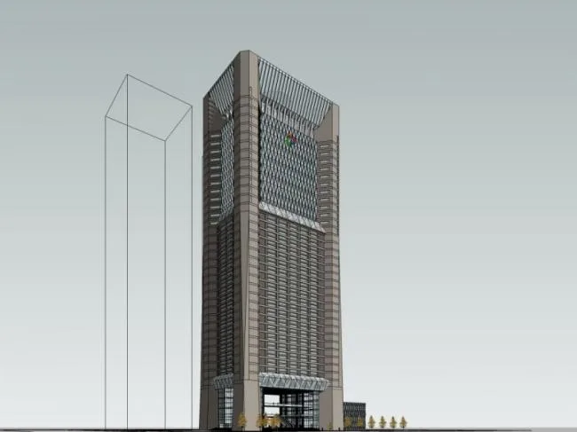 SketchUp Model of a Modern Super High-Rise Office Building