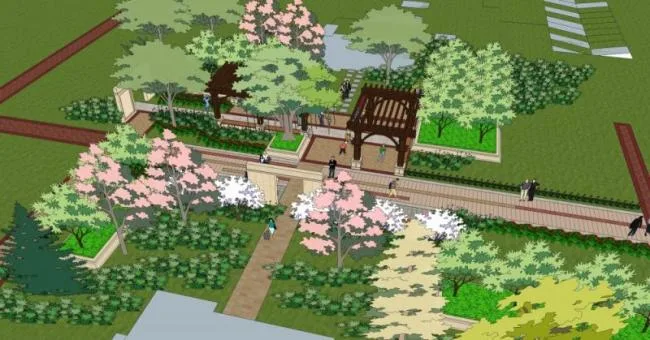 Sketchup Landscape Model | Square Landscape, Modern Style