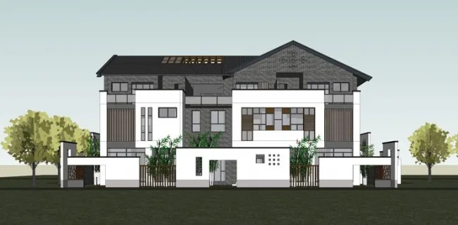 Sketchup Villa Model | Stacked Villa Residence, Antique, Chinese Style