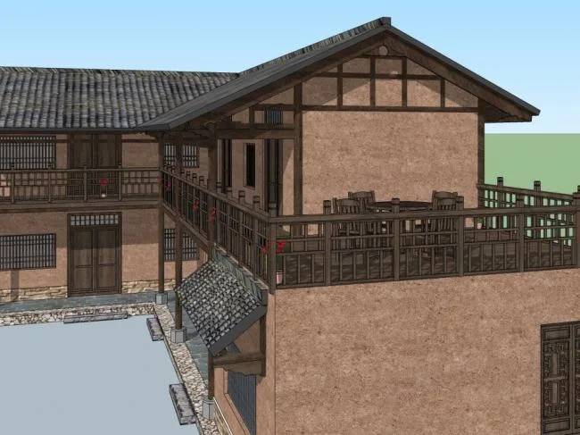 Sketchup Hotel Model | Homestay, Chinese Style, Hotel