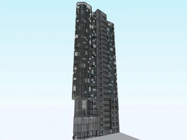 Modern High-Rise Office Building Model in SketchUp