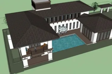Modern Chinese-Style Solo Villa SketchUp Model-BIM WORLD