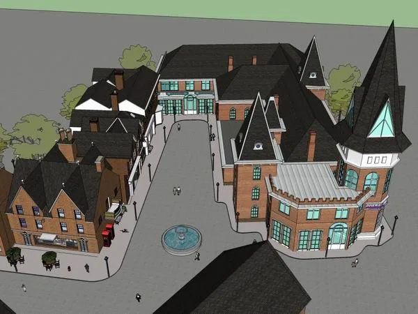 Sketchup Business Model | Multi story Commercial Street, British Classical Style