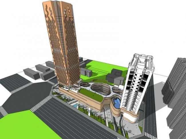 Sketchup Complex Model | Super high-rise commercial complex, office, residential, modern style
