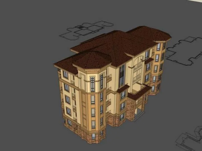 Sketchup Residential Model | Multi-story Residential Building, Classical Style