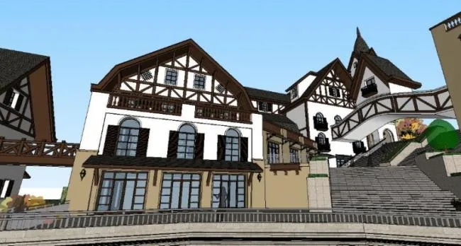 Sketchup Business Model | Multi story Farm Clubhouse, Classical Style