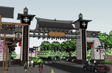 Chinese-Style Scenic Area Gate Sketch Model in SketchUp-BIM WORLD