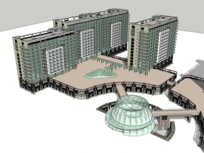 Sketchup Complex Model | Multi story Commercial Complex, Residential, Modern Style
