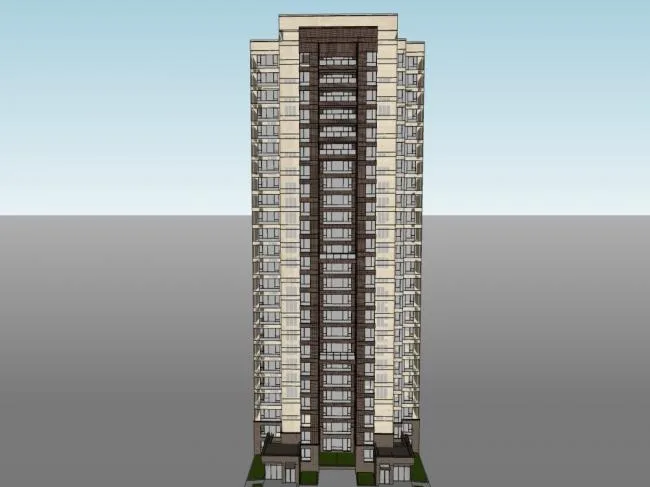 Sketchup Residential Model | High rise residential building, modern style, 24 floors