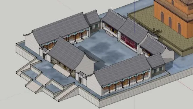 Sketchup Ancient Architecture Model | Multi story Temple and Courtyard, Chinese Style, Ancient Architecture