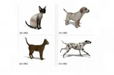 SketchUp Material Models: Cat, Dog, and Animal Components-BIM WORLD