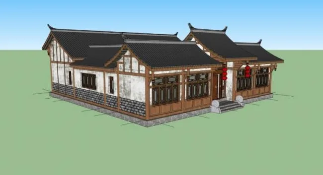Sketchup Residential Model | Multi story Courtyard, Residential Building, Chinese Style