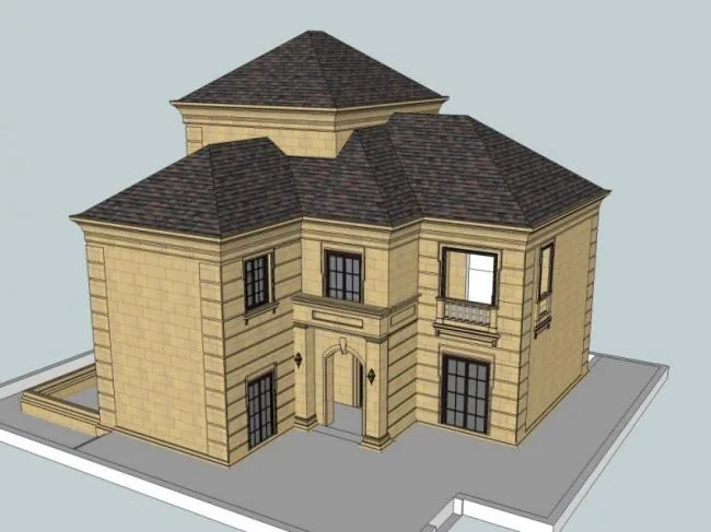 Sketchup Villa Model | French style detached villa, classical style