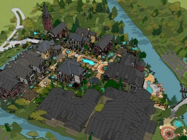 Sketchup Hotel Model | Multi story Resort, Classical Style
