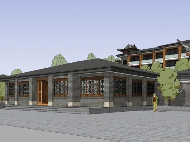Sketchup Hotel Model | Low rise Hotel, Chinese Style